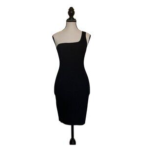 Aritzia Babaton Sculpt Knit Dress - One Shoulder | Small | Black